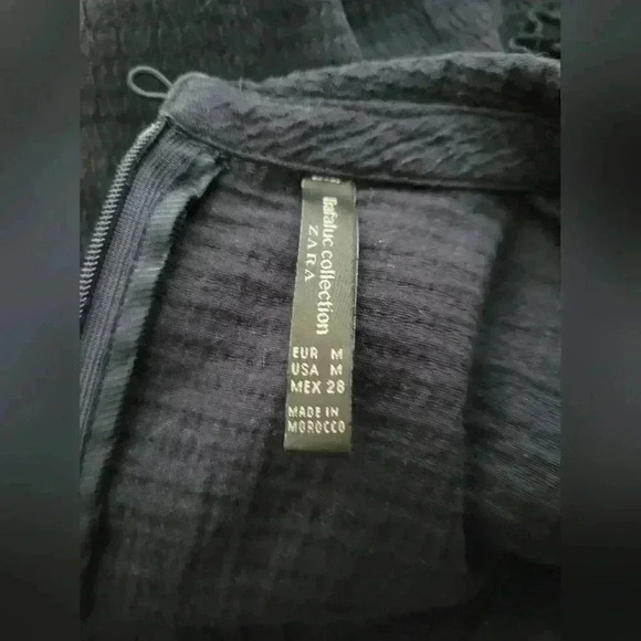 ZARA Medium Blue Sleeveless Ruffleneck Bee Appliqué Mini Dress - Picture 3 of 3